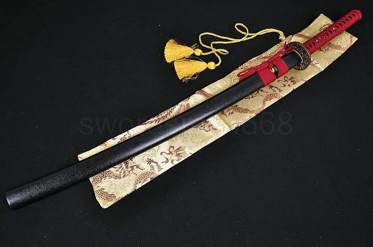 

Damascus Clay Tempered Japanese Samurai KATANA FULL TANG Sword 8192 layers folded steel blade - GENUINE RAYSKIN TSUKA CUSTOM