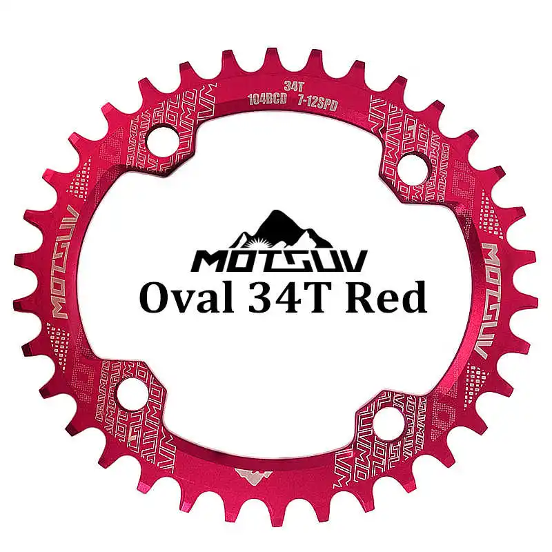 Red Oval 34T MOTSUV овальная узкая широкая цепь MTB горный велосипед 104BCD 32T 34T 36T 38T шатун зубная пластина части 104 BCD - Цвет: Red Oval 34T