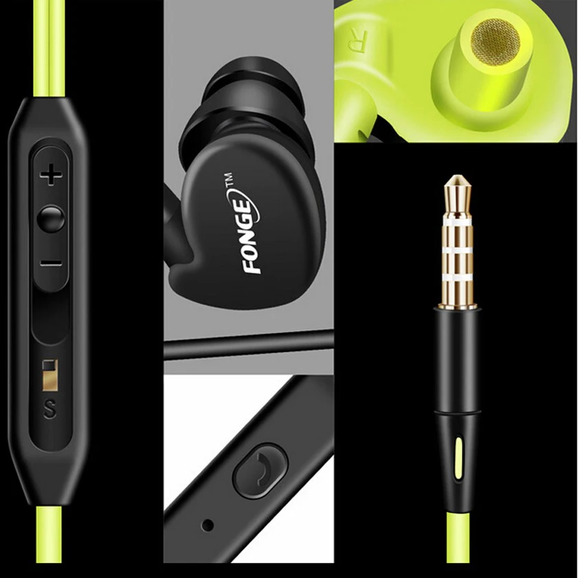 Fonge водонепроницаемые проводные наушники вкладыши HIFI спортивные с басами