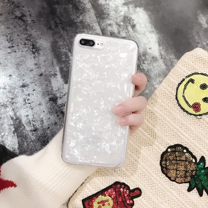 Ayeena Simple Seashells Skin Soft Phone Case For iphone X 6 6S 7 8 Plus Ultra Slim TPU Conque for Girly |