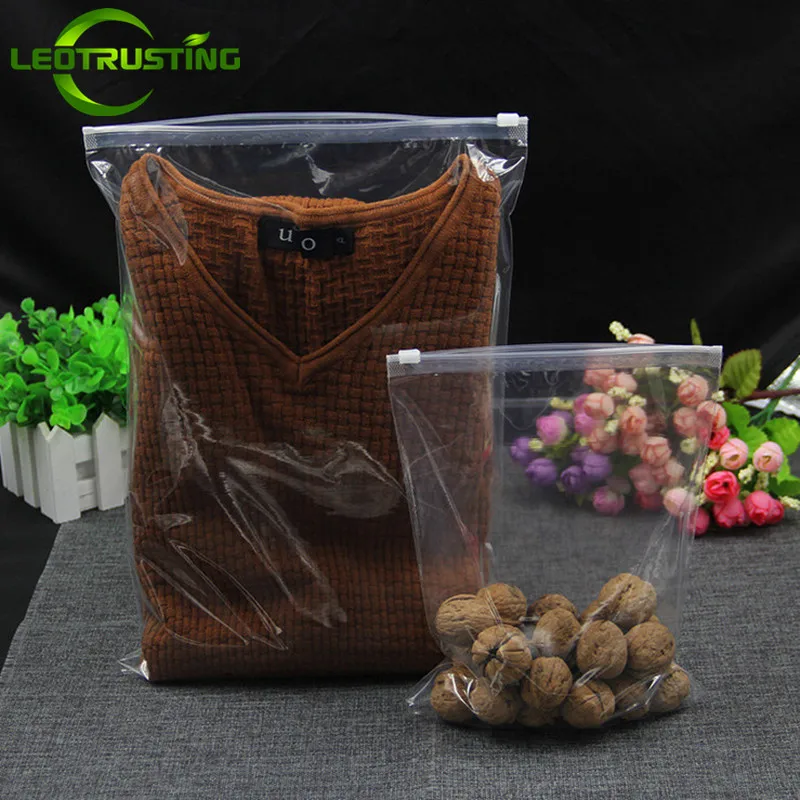 

Leotrusting 50pcs 120mic Both Sides Clear Clothing Zip Lock Bag Underwear T-shirt Baby Clothes Packing Bag Garment Storage Bag