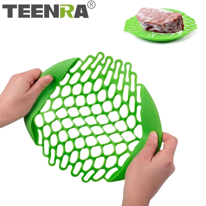 TEENRA силиконовый Поддон Для Оттаивания сетка быстрая разморозка лоток для мяса