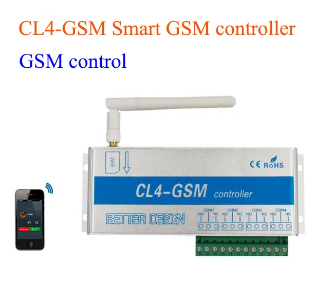 Беспроводной GSM SMS Пульт дистанционного управления переключатель модуль CL4-GSM 4 способ релейный выход для включения/выключения высокой мощности двигатель переменного тока Электрический замок