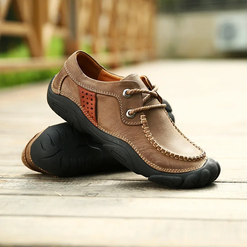 Fashion Comfort Outdoor Mountain Climbing Shoes Top Brand Design Men Genuine Leather Lace Up Sneakers High Quality Oxfords | Обувь