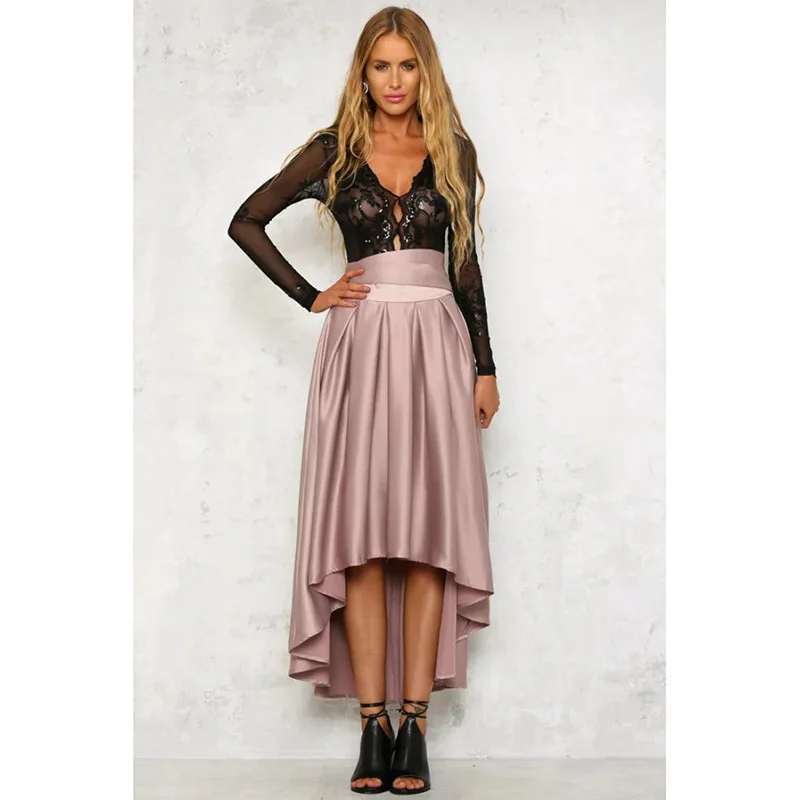 Однотонная модная женская юбка 2019 Весна Лето Высокая талия плиссированные Boho