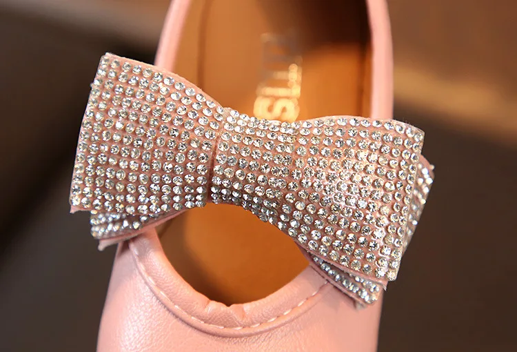 

Summer Baby Girls Pumps Kids Princess Shoe Solid Color Children Pumps Toddler Faux Leather Crystal Big Bow Bean Shoes Size 26-36