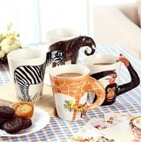 creative lovers gift cup 3d three dimensional pure hand painted cartoon animal ceramic cup mug