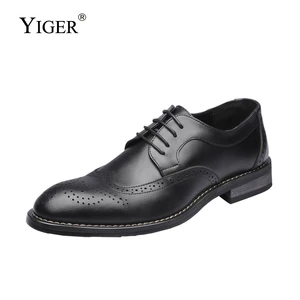 Мужские туфли YIGER из натуральной воловьей кожи, Классические оксфорды, деловая обувь, на шнуровке, формальная обувь, большие размеры, 286