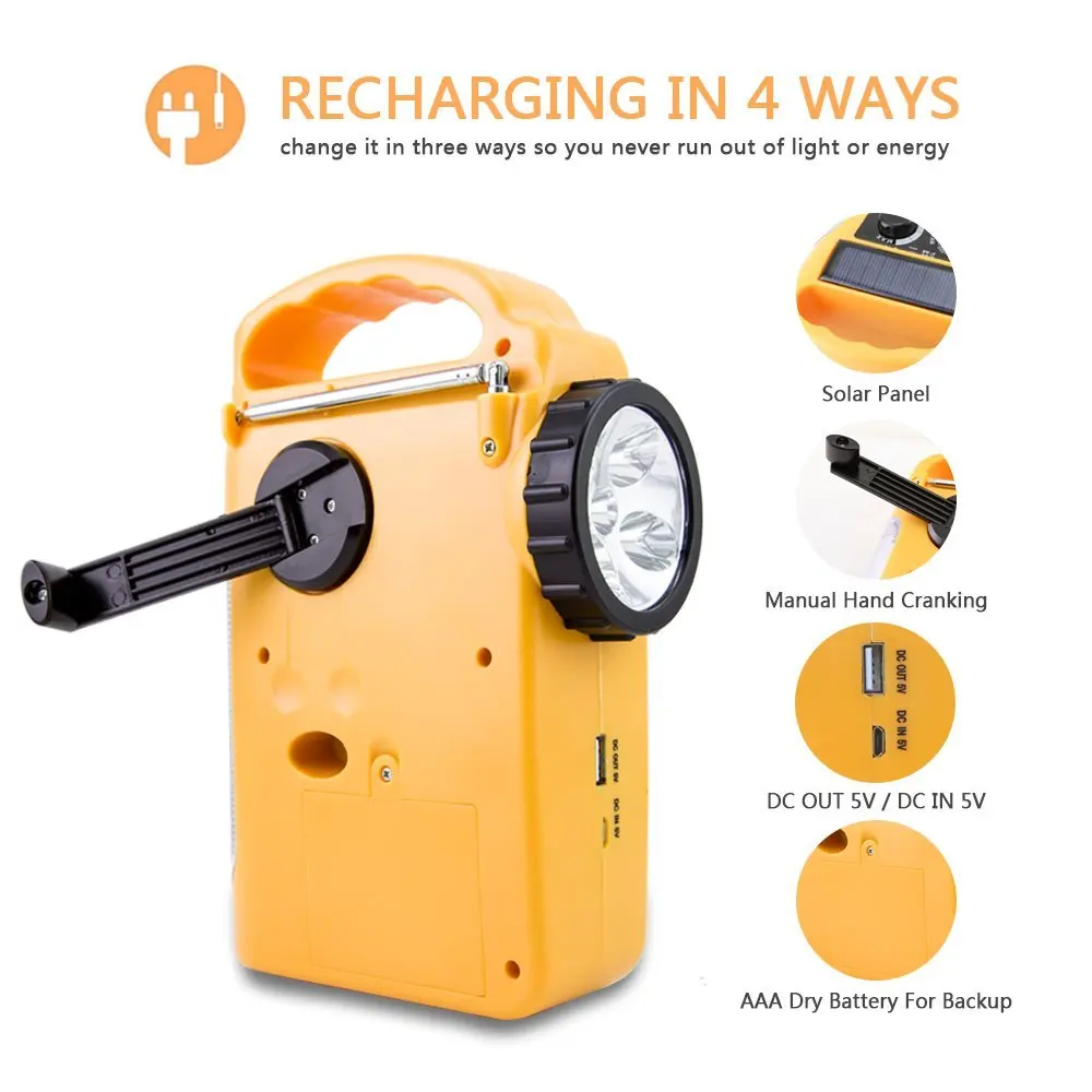 Аварийный свет наружная Светодиодная лампа с радио FM фонарик аварийная сирена