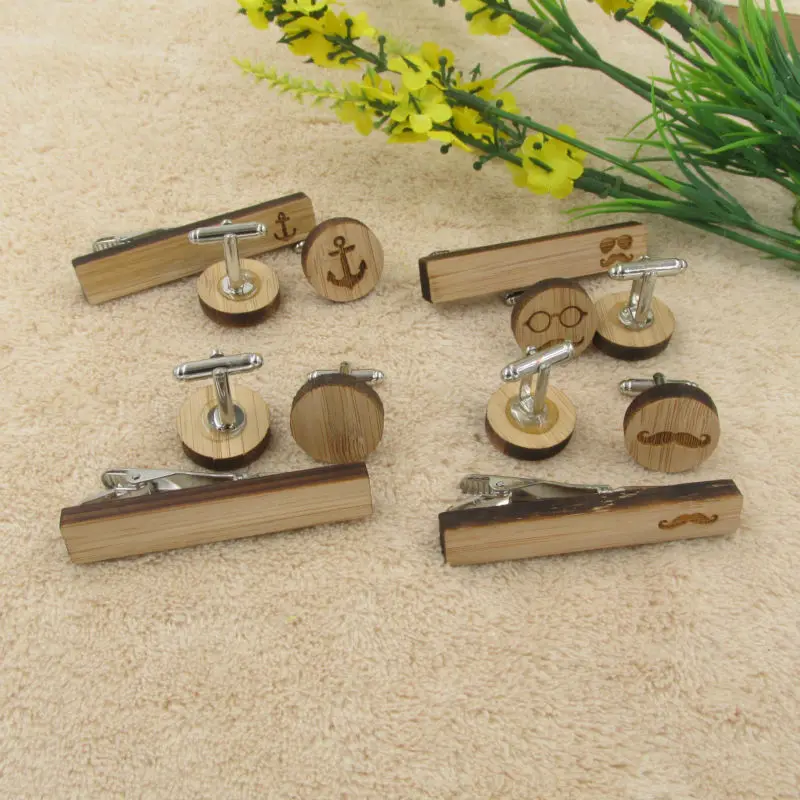 2017 горячие деревянные Запонки Галстуки клип наборы мужские усы якорь череп