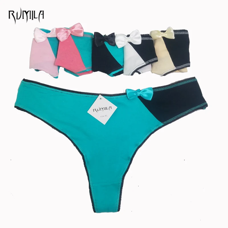 Хлопковые женские сексуальные стринги с бантом нижнее белье бикини трусики