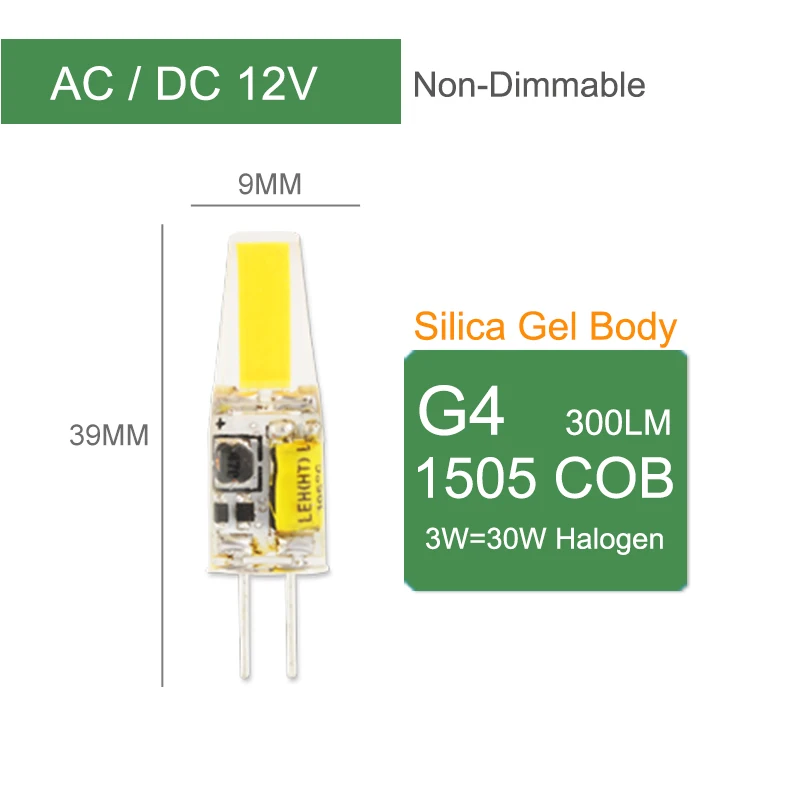 Kaguyahime COB G4 G9 E14 затемнения лампа AC/DC 12V 3w 5w 6W 220V LED G4 G9 лампочка для люстры заменить галогенные лампы - Испускаемый цвет: G4 ACDC 12V 3W NoDim