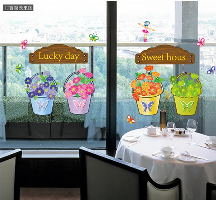 Добро пожаловать горшок цветочные корзины садовые настенные стикеры наклейки