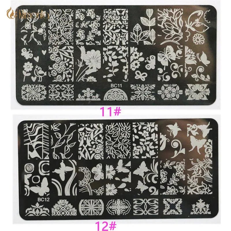 

10Pcs/lot Stainless Steel Nail Art Stamping Plates Nail Stamp Image Plate Template Fingernails Polish Stencils Flowder Butterfly