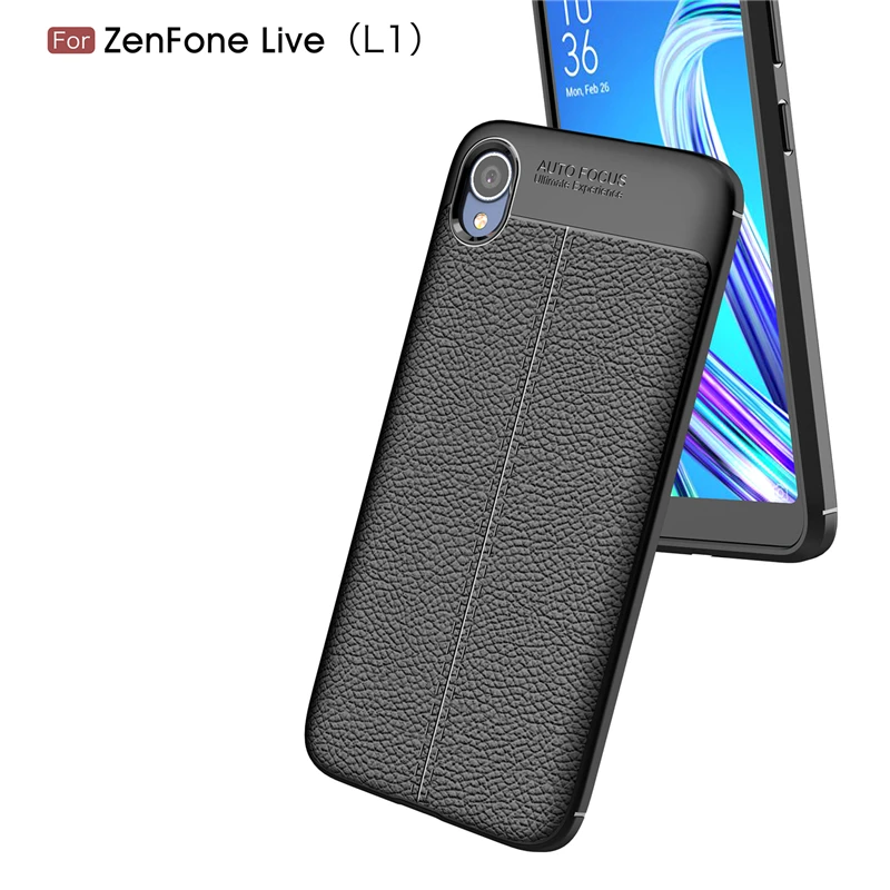 Силиконовый чехол Litchi для Asus Zenfone Live (L1) ZA550KL (5 5 дюйма) кожаный из ТПУ | Мобильные