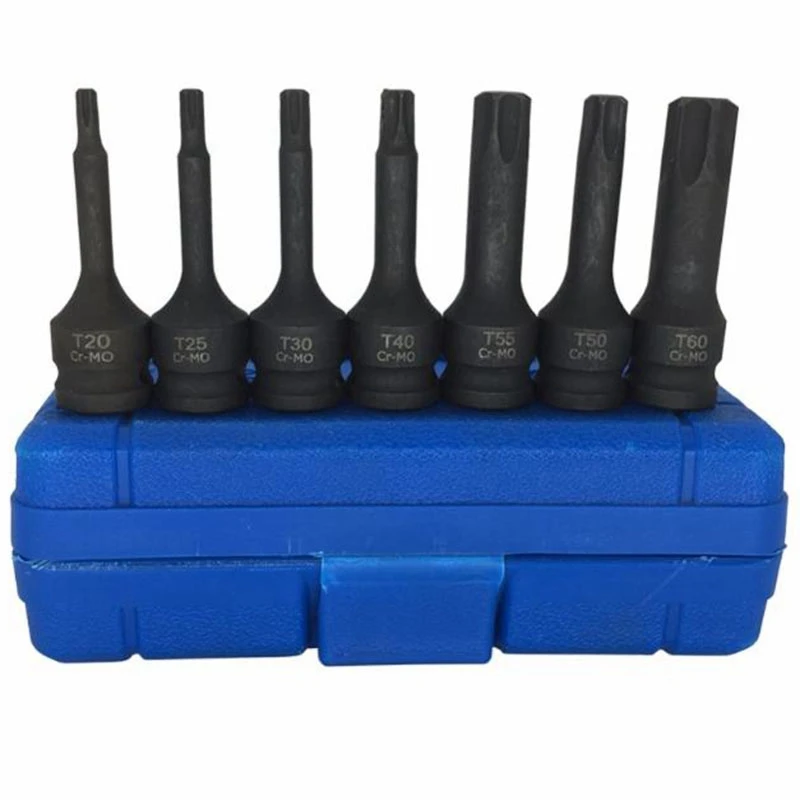 SHGO HOT-7 Pcs Impact Socket Bits 3/8 Inch Driver Metric Star Torx Hex Spline Ratchet Screwdriver Bit Set Tools | Инструменты