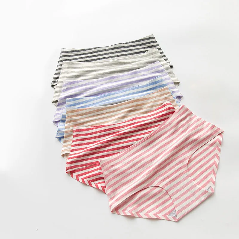Женское хлопковое нижнее белье в полоску сексуальные дышащие мягкие женские