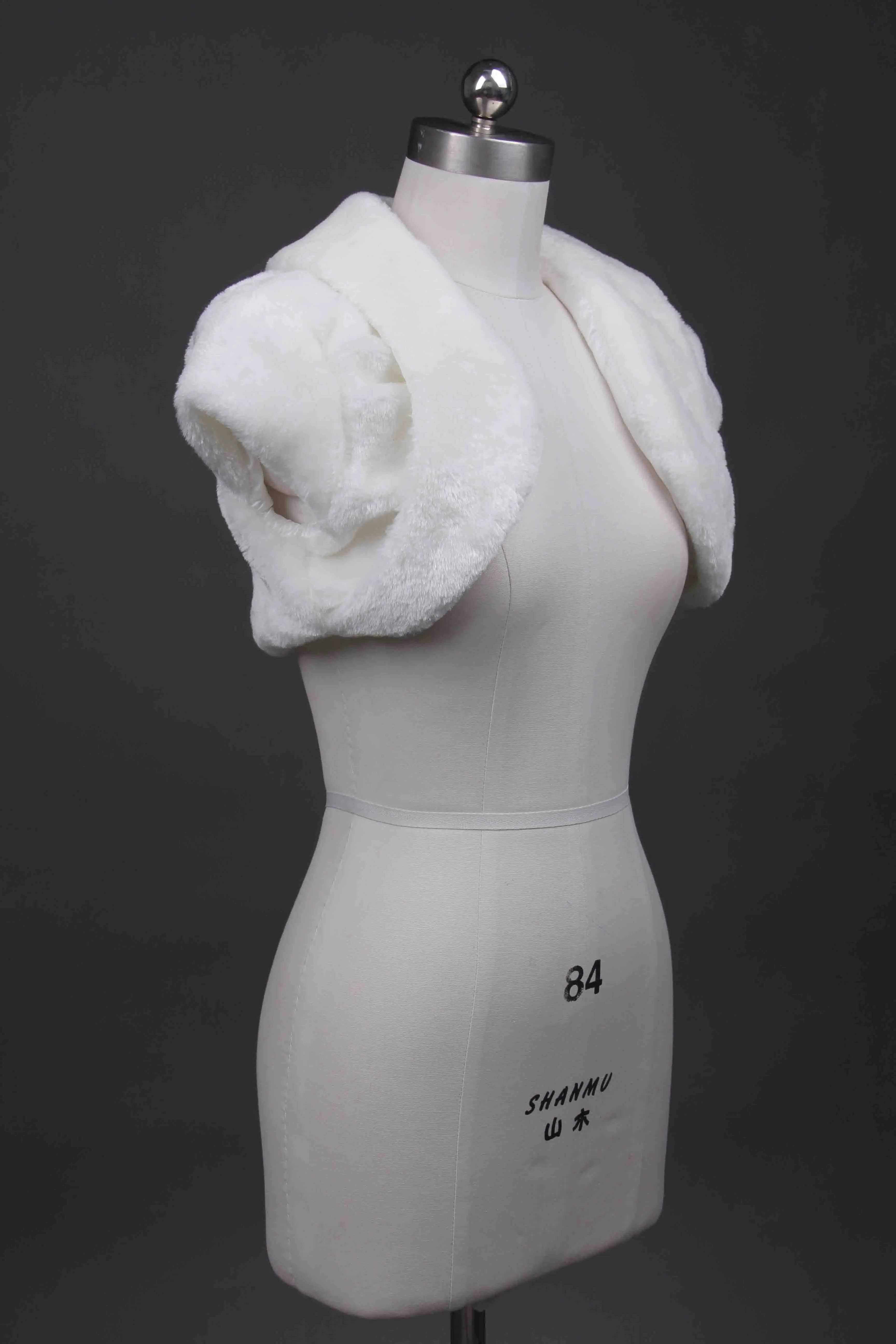 

White , ivory, Faux Fur cap jacket Shrug shawls Wedding Bridal bolero coat Wrap Stole shawl formal bolero cape