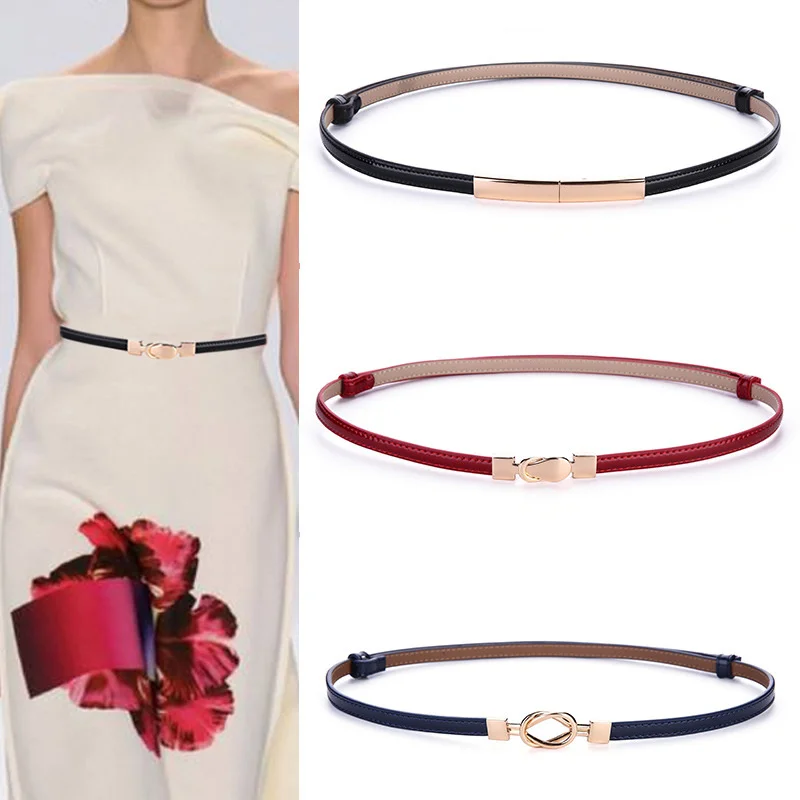 19 Colors Women's Leather Belts Fashion Skinny Thin Belt Adjustable Waist Strap with Gold Alloy Buckle 2019 Designer Female |