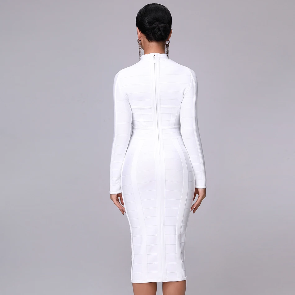 Новогодвечерние праздничное белое платье с длинным рукавом новый бандажный Топ