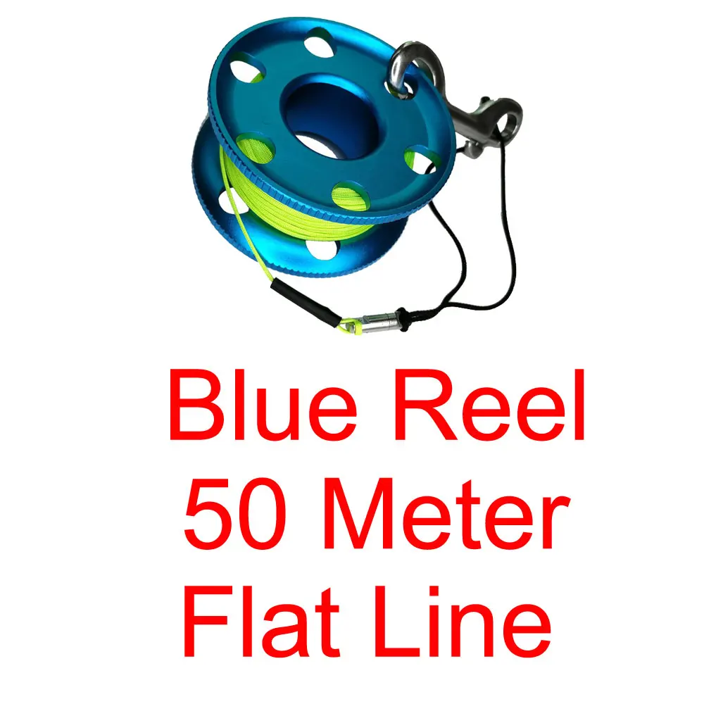 Blue 50M Flat Line Подводная катушка для дайвинга катушка с нержавеющая сталь защелкивающийся зажим болта SMB безопасная колбаса пальчиковая катушка для подводного ныряльщика подводного плавания - Цвет: Blue 50M Flat Line
