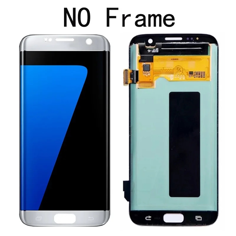 SUPER AMOLED 5.5'' Burn-Shadow LCD For Samsung Galaxy S7 Edge Display With Frame G935F G935FD LCD Screen Digitizer Assembly - Цвет: Silver No Frame