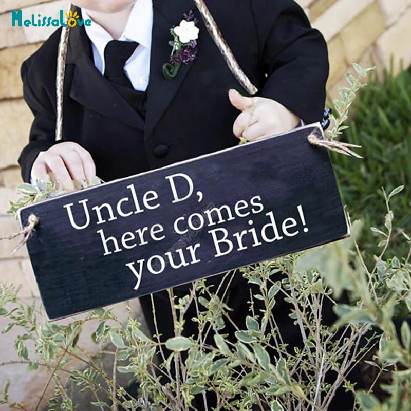 Дядя, вот приходит забавная Свадебная наклейка для вашей невесты, декоративная доска, наклейка «сделай сам», знак приема B717