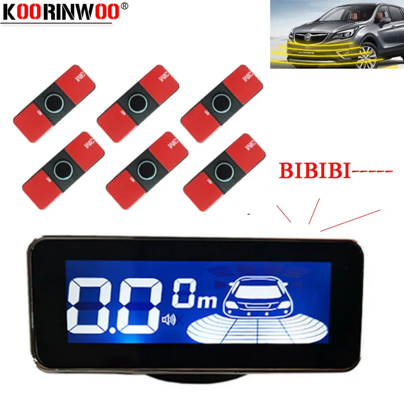 

Оригинальный парктроник Koorinwoo, ЖК-монитор, парковочные датчики, 6 радаров, сигнализация, передние датчики, оповещение, автомобильный детекто...