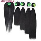 Прямые синтетические волосы Miss Rola, 8-14 дюймов, 4 + 1 шт., 200 г, # 1B, пряди для плетения с бесплатным закрытием