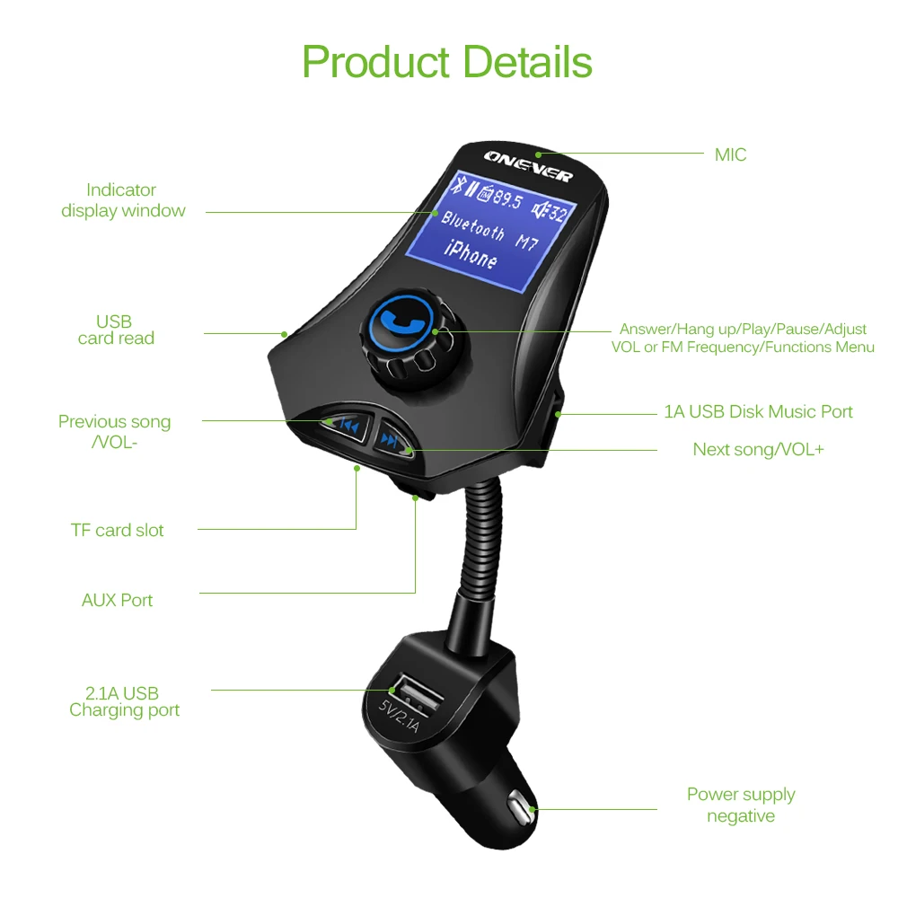 Bluetooth fm передатчик громкой Car Kit Mp3 плеер модулятор 2.1A три USB Автомобильное