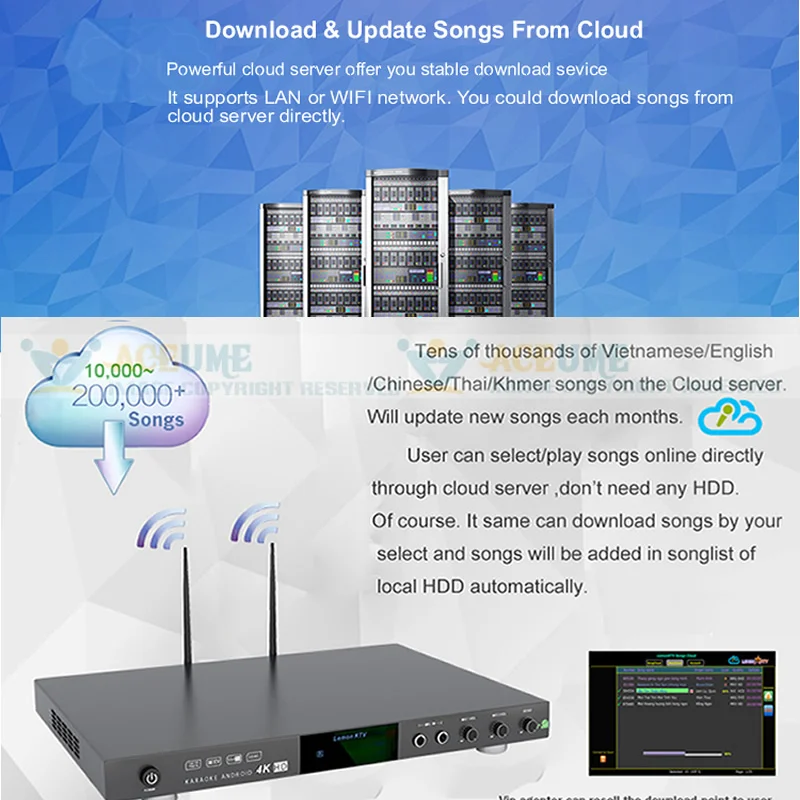 AK2C 3TB HDD 49K English Burmese Song Android Cloud Karaoke Machine/Jukebox Player ECHO Download YOUTUBÊ Home KTV Sing | Электроника