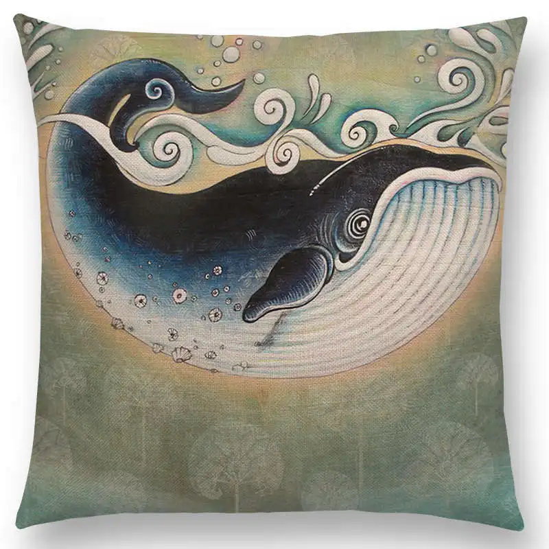 Classic Retro Magical Animals Cool Bird Blue Whale Hedgehog Moonlight Owl Bat Bee Octopus Throw Pillow Case | Дом и сад