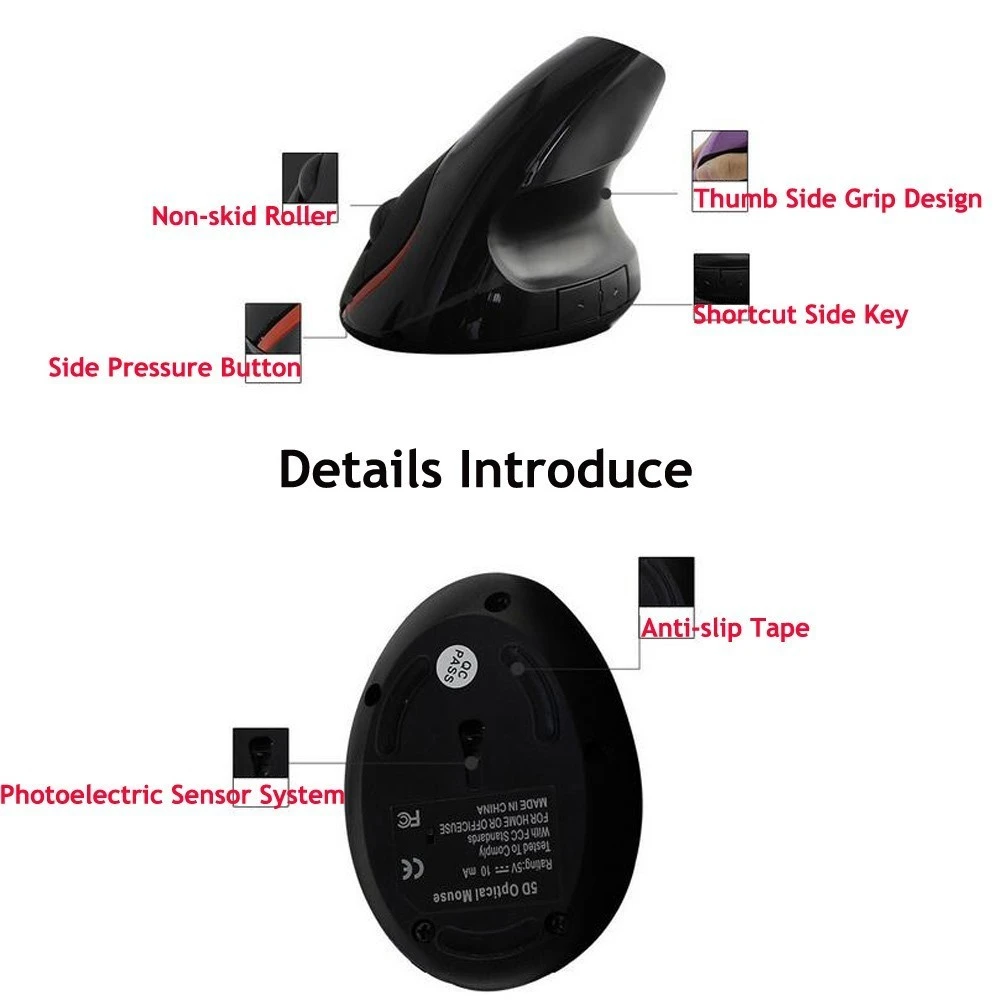 CHYI Вертикальная эргономичная компьютерная мышь оптическая проводная USB