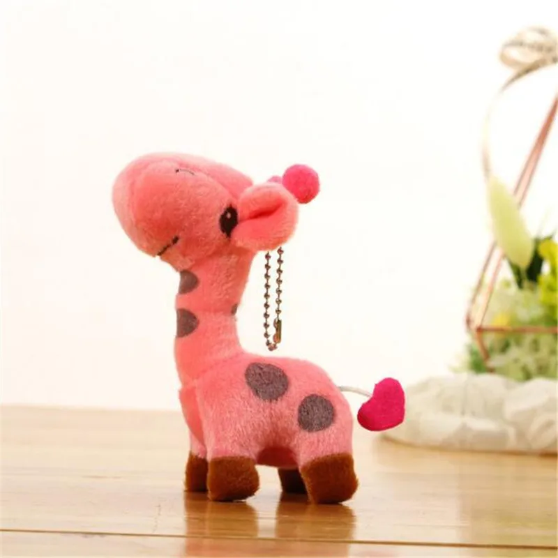 

1PCS 12CM Cute Color Deer Plush Toys Stuffed Giraffe Pendant Wedding Game Company Small Animal Doll For Girl Gift HANDANWEIRAN