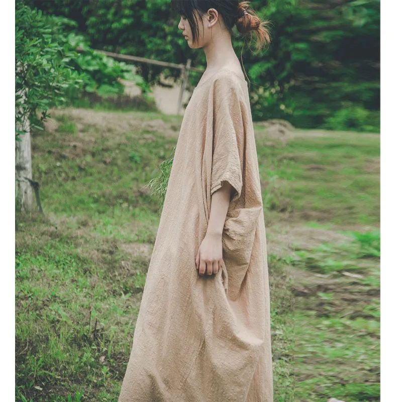SCUWLINEN/2019 винтажное женское летнее платье стильное свободное средней длины плюс