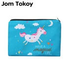 Jom Tokoy Новый Синий Единорог простая квадратная косметичка с 3D принтом полиэстер дорожные сумки для макияжа