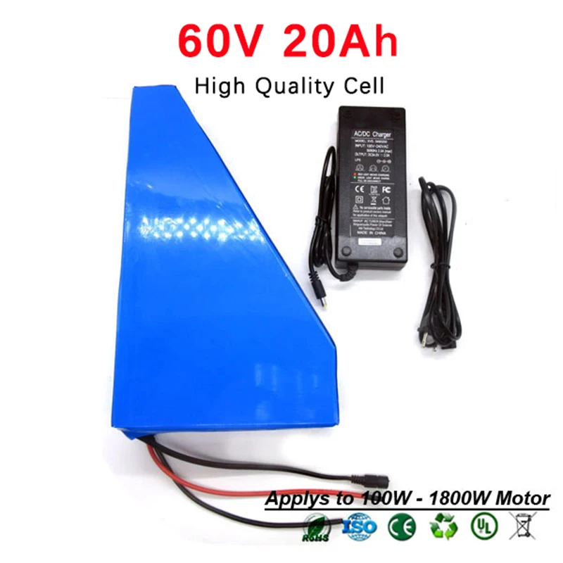 60V 20Ah 1000W электрический велосипед батарея E скутер Треугольник комплект литий