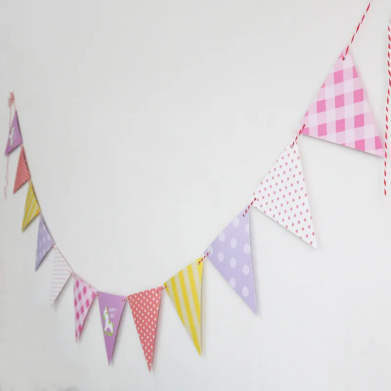 12 флаги 16 см гирлянды Рождения овсянка баннеры Вымпел Baby Shower Свадьба День Святого