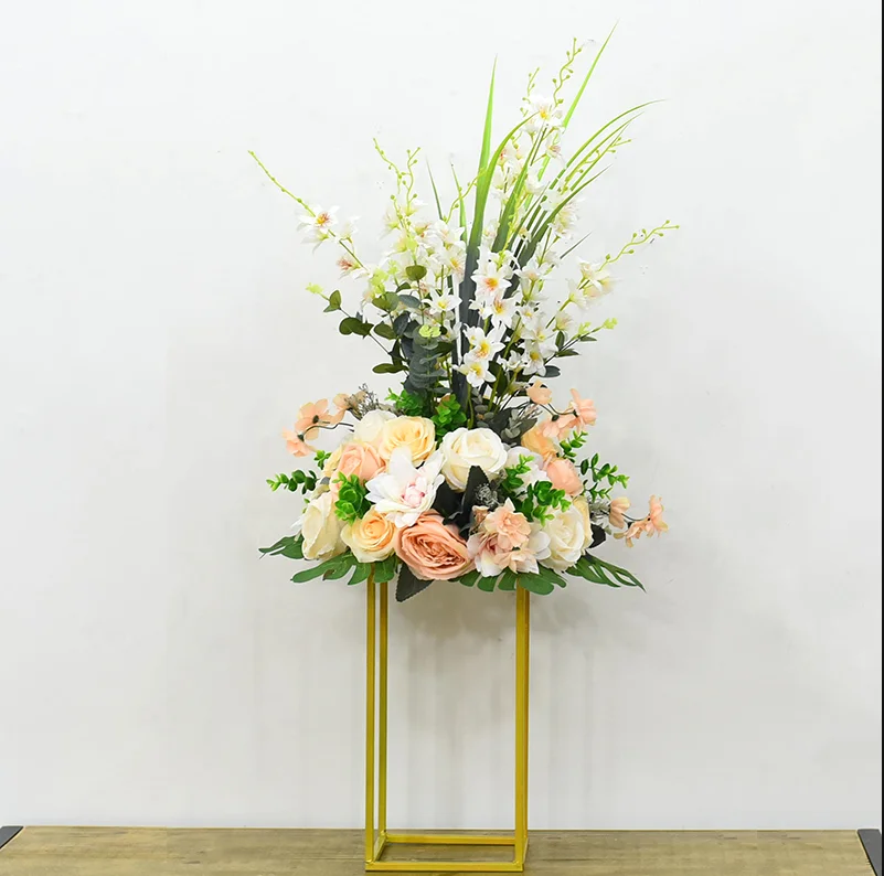 E 1 (only flowers) Подгонка 38 см Свадебный декор стола центральные Искусственные цветы шар центральный фон с листьями дорога ведущий стол цветочный шар - Цвет: E 1 (only flowers)