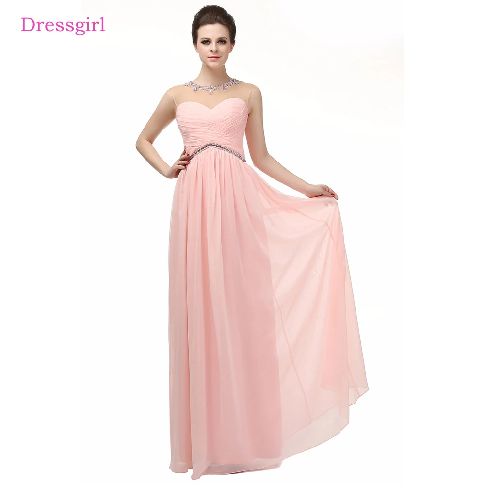 

Pink Prom Dresses A-line Cap Sleeves Chiffon Beaded Crystals See Through Long Prom Gown Evening Dresses Robe De Soiree