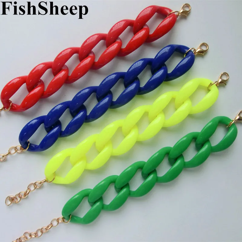 Новый модный акриловый браслет Fishsheep с звеньями цепи для женщин и мужчин богемные