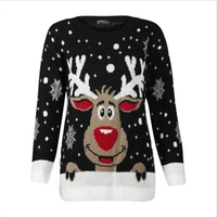 women ugly christmas sweater deer warm knitted new long sleeve sweater jumper top o neck santa claus fashion casual blouse