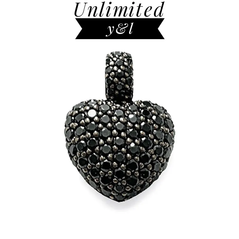 

Черные Подвески в форме сердца с кубическим цирконием для ожерелья для женщин в стиле Томаса, серебряные модные аксессуары для самостоятел...