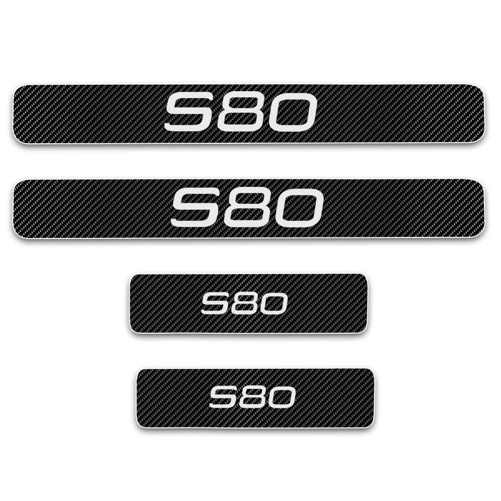 

Car Door Sill Protectors Car Accessories For VOLVO S80 Door Scuff Plate Protector Stickers 4D Carbon Fiber Vinyl Sticker 4Pcs
