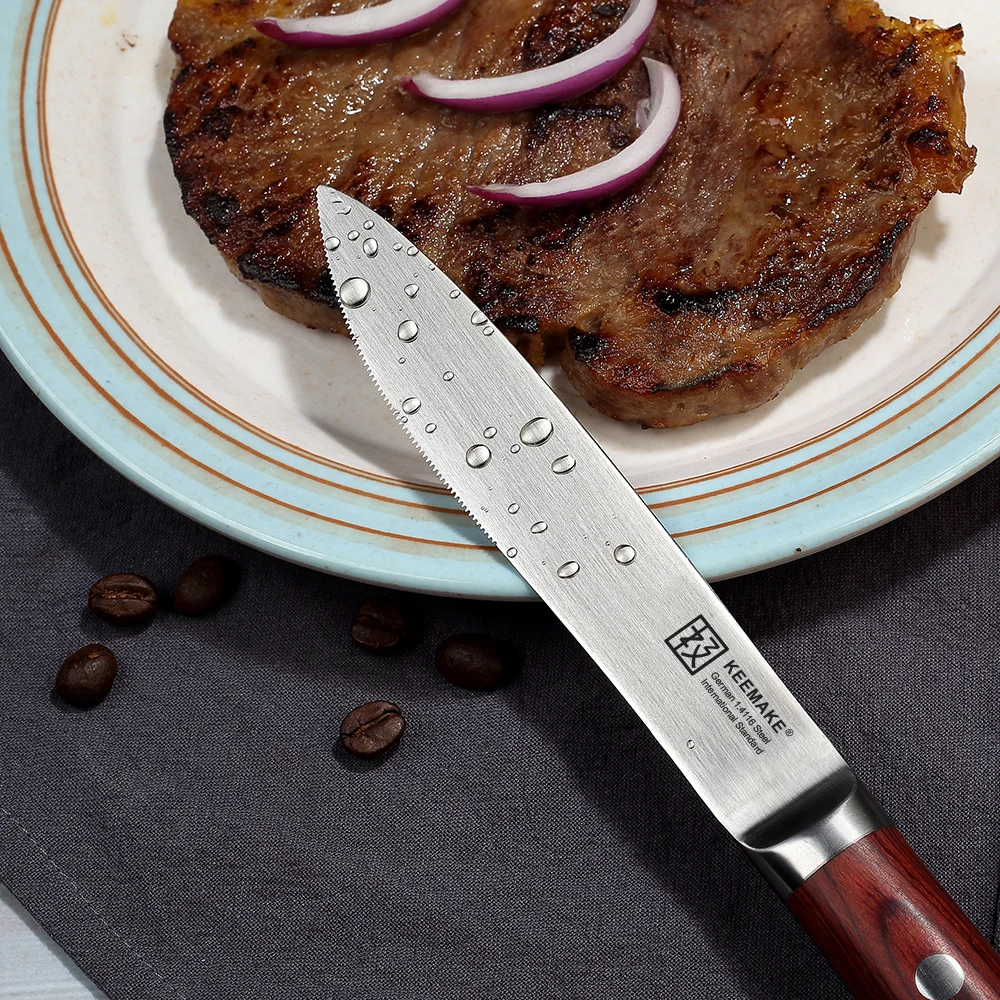 SUNNECKO 5.5&quot Steak Knife German 1.4116 Steel Sharp Blade Chef Kitchen Knives Color Wood Handle Meat Cutter Dinner | Дом и сад