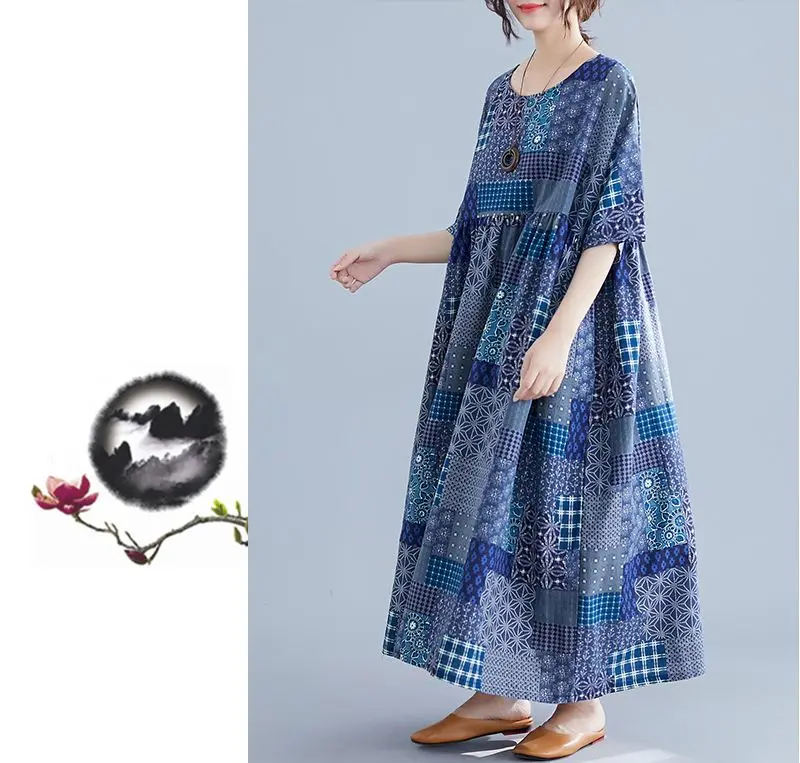 NYFS летнее платье Новое винтажное свободное хлопковое длинное платье vestidos robe Elbise с большим подолом женское платье