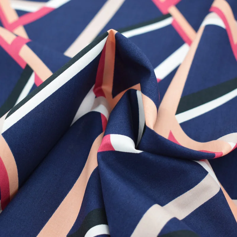 LEO &amp LIN новая хлопковая темно-синяя красная модная ткань с геометрическим