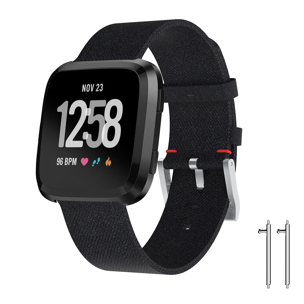 Холст Смотреть Band ремешок с пряжкой Разъем для Fitbit versa Спорт Smartband замена Браслет 4 цвета для вас выбирают
