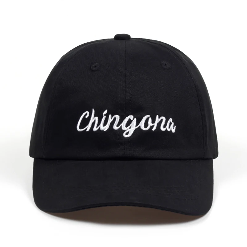 100% хлопок вышивка Chingona папа шляпа с вышивкой Бейсбол Кепки низкий профиль