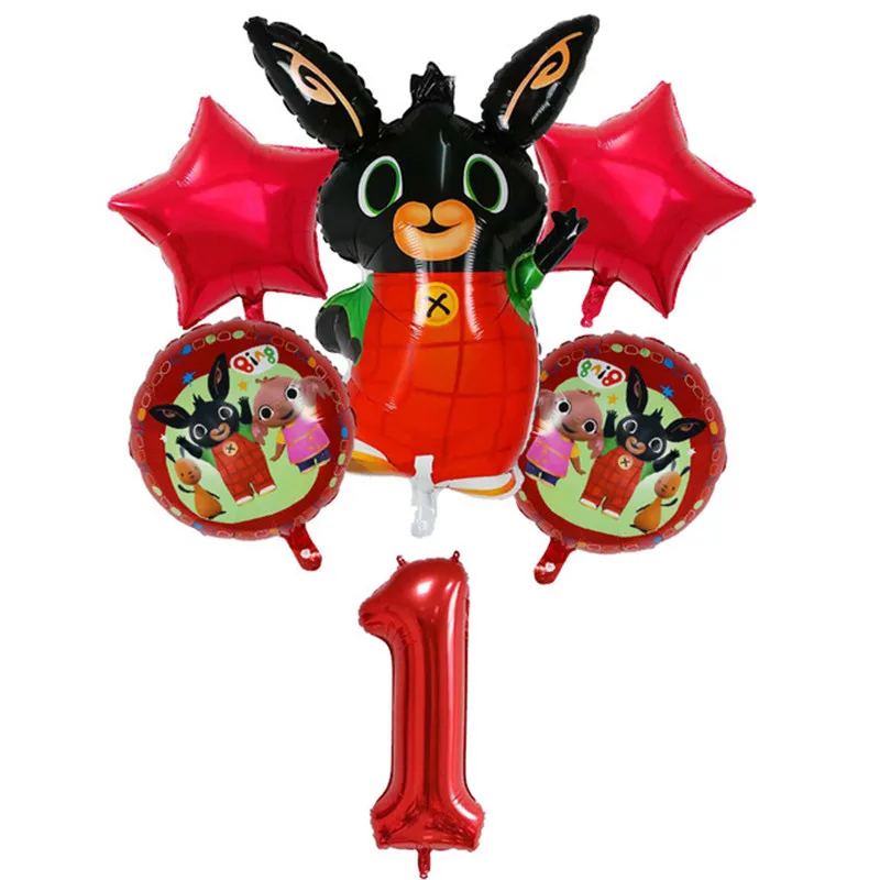 6 шт. Bing Bunny воздушные шары из фольги Мультяшные животные кролик шар 30 дюймов номер ребенок 1 9 день рождения Декор поставки игрушки